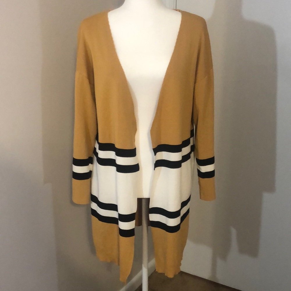 FRINGE color block striped cardigan